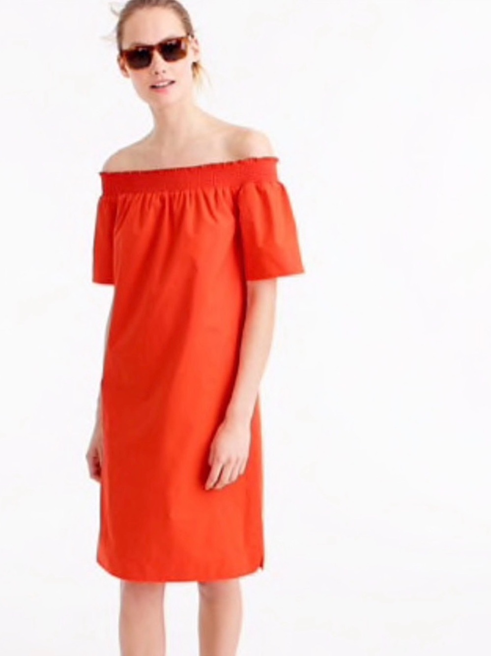 J.Crew 100% Cotton Orange Off the Shoulder Dress Size 2